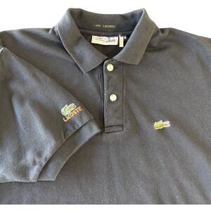 Lacoste Black Polo with Green & Yellow Crocodile Logos